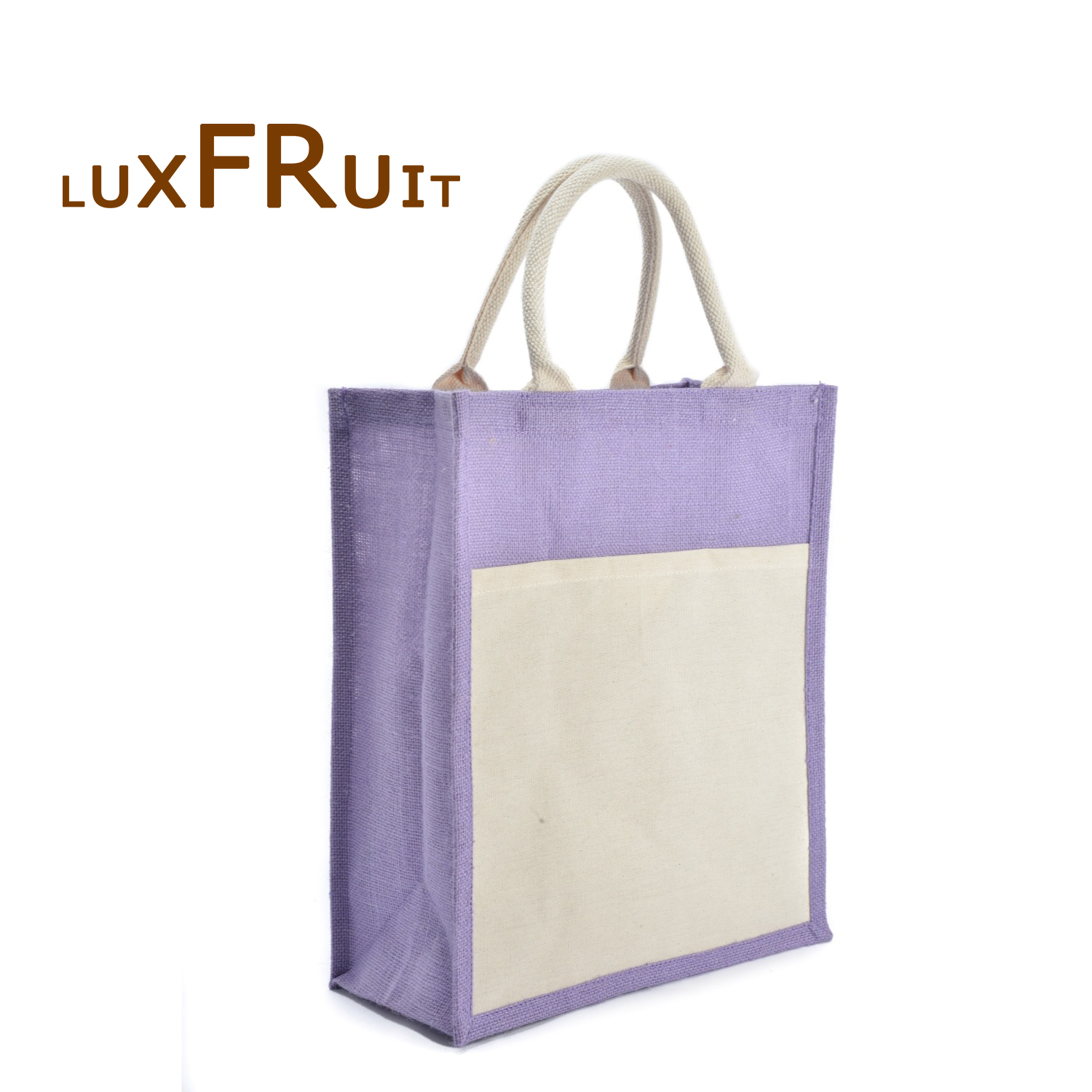 Medium Jute Bag with Canvas Pocket LF238 Luxfruit Group